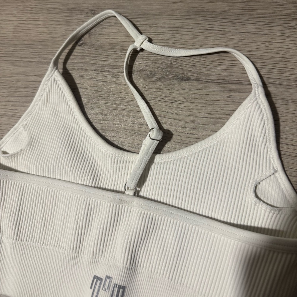 “MOM” Brand White Sport Bra Cross Connected Straps Good Condition Size Small